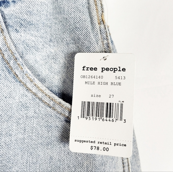 FREE PEOPLE Brea Cutoff Denim Skirt in Mile High Blue NWT - Picture 5 of 6